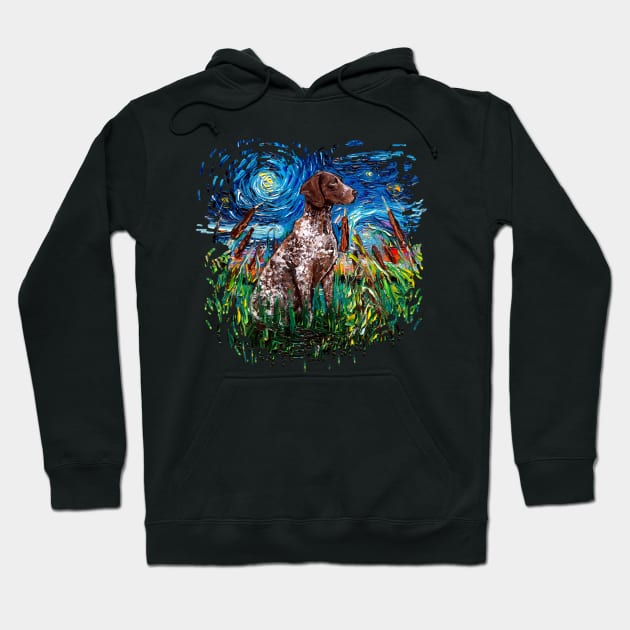 German Shorthair Pointer Night (version 2) Hoodie by sagittariusgallery